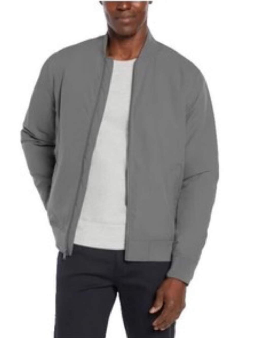 Banana Republic Quilted Gray Bomber Flight Jacket in Cinders Gray
